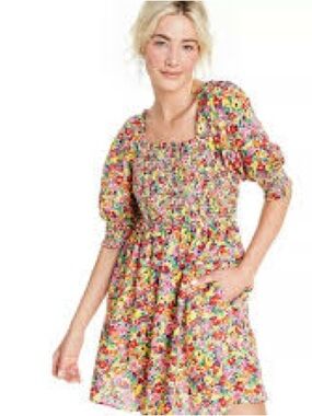 Rixo for Target colorful floral puff-sleeve smocked mini dress